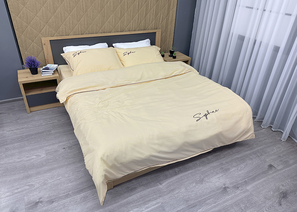 Комплект постільної білизни Сатин, Євро 200х230 Кремовий (88-144) Київ - фото 3