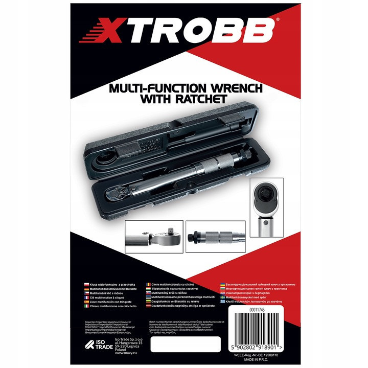 Динамометрический ключ многофункциональный с трещоткой и футляром Xtrobb (11745) Нововолынск - изображение 9