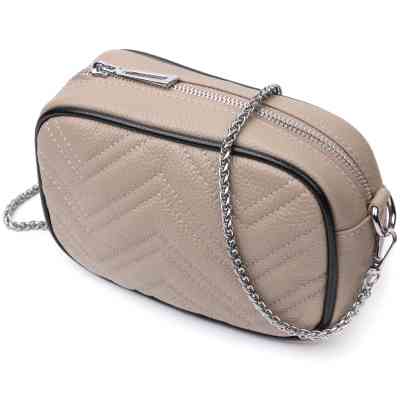 Сумка Vintage Жіноча вечірня на ланцюжку з натуральної шкіри Бежева (22381) Вінниця
