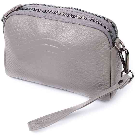 Невелика жіноча сумка на два відділення з натуральної шкіри Сірий (Vintage) Київ