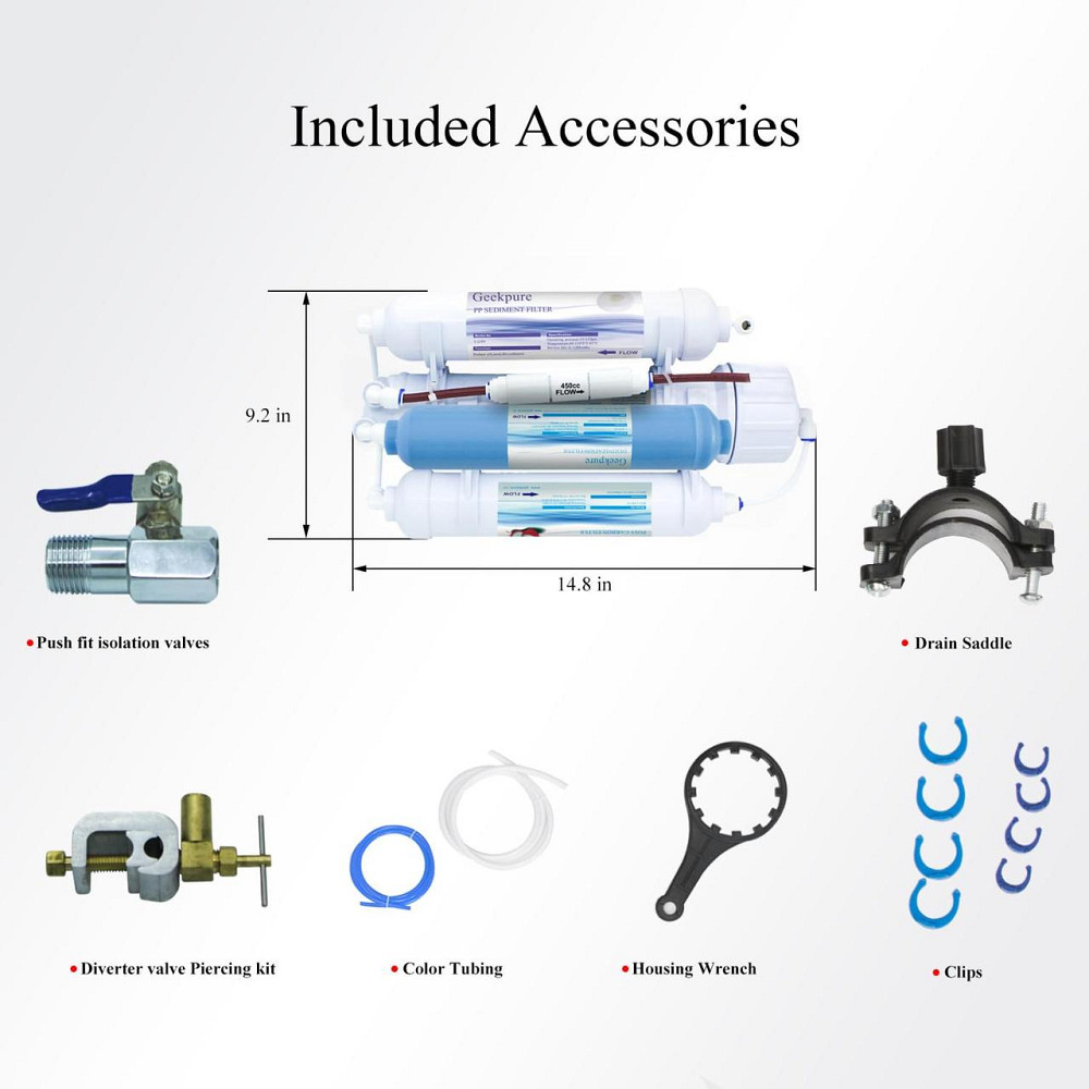 Система обратного осмоса Geekpure 100 GPD, 4-ступенчатая, TDS 0, без бака, для дома, офиса, аквариума, поездок Киев - изображение 4