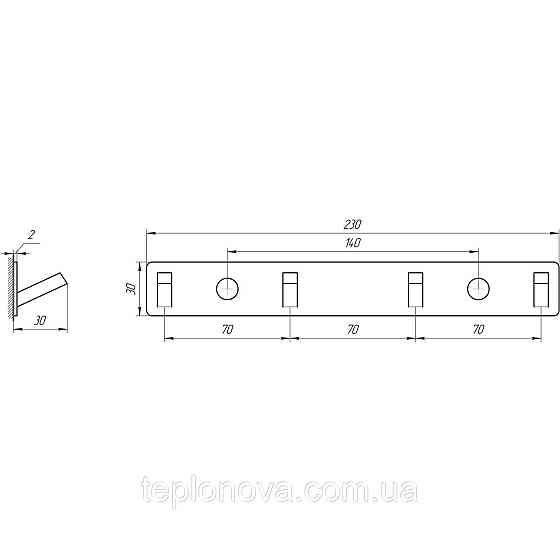 Планка с крючками TOPAZ TKB 9385-4 Черновцы