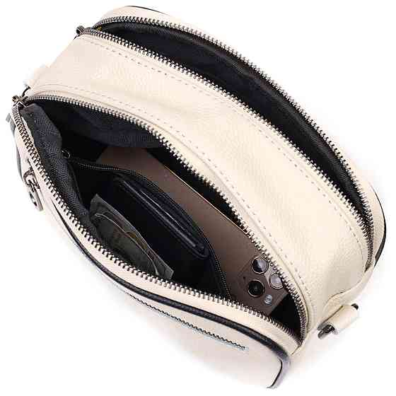 Сумка крос-боді прямокутна з натуральної шкіри 22117 Vintage Біла Київ