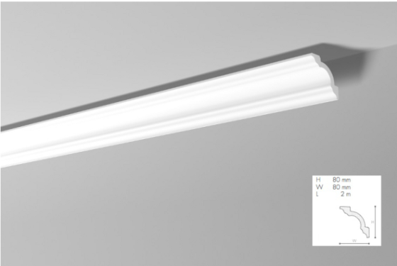 Карниз(плинтус) потолочный гладкий NMC , A 1  , лепной декор из пенопласта Днепр
