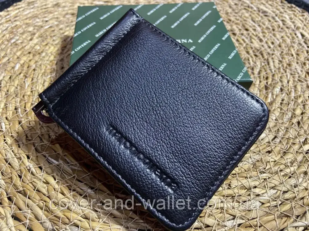 Тонкий кожаный зажим для денег на магнитах с монетницей Marco Coverna 22-124 Киев - изображение 5