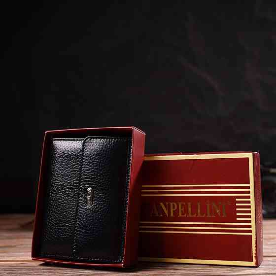 Гаманець для жінок середнього розміру з натуральної шкіри Чорний (CANPELLINI) Київ