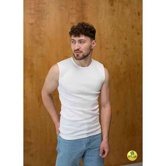 Безрукавка чоловіча 100% - бавовна Наталюкс 21-1201 Белый, S, M, L, XL, XXL, 3XL Киев