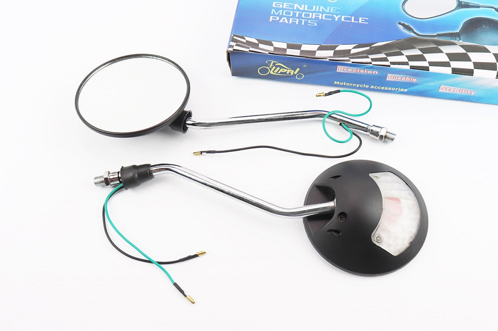 Дзеркала к-кт Круглі-чорні "Delta" з поворотами на "хром" ніжці, м10 Киев - изображение 1