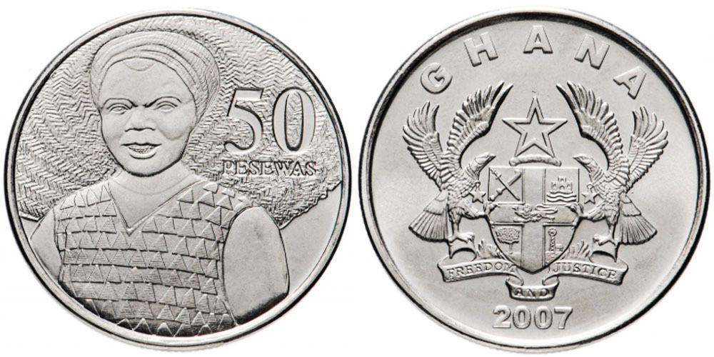 Ghana Гана 50 Pesewa 2007 UNC Полтава - изображение 1