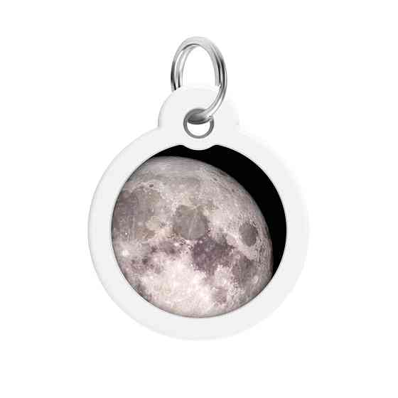 Адресник для собак і котів металевий WAUDOG Smart ID з QR паспортом, малюнок "Місяць", коло, Д 30 мм Київ