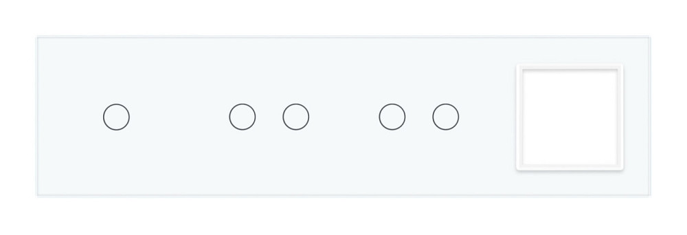 Рамка 4-постова для одного 1-сенсорного, двох 2-сенсорних вимикачів і розетки (1-2-2-0) LIVOLO, загартоване скло, біла, 294×80 мм (VL-P701/02/02/E-8W) Коломия - фото 3