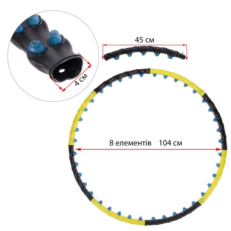 Обруч масажний Hula Hoop DOUBLE GRACE MAGNETIC JS-6001 Вишневе - фото 9