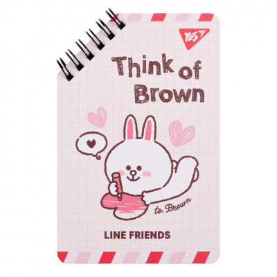 Блокнот Yes Line Friends Think of Brown 95 х 145 60 листов (151755) Винница - изображение 1