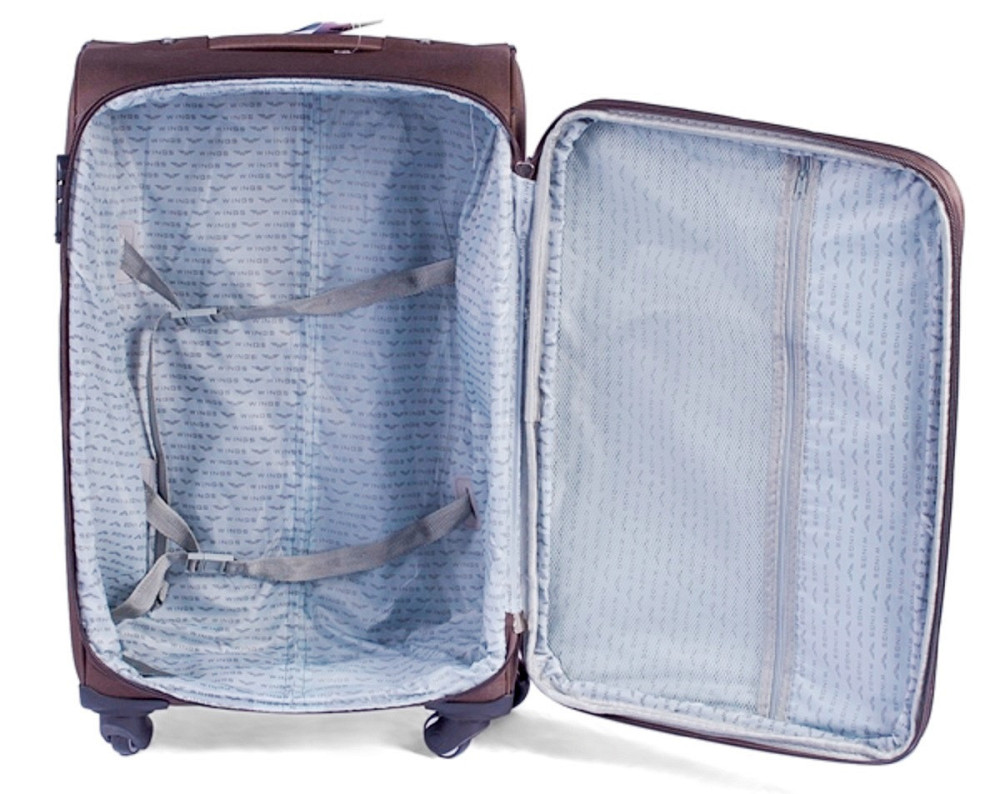 Чемодан тканевый WINGS 6802 большой 75 см 4 колеса коричневый Киев - изображение 6