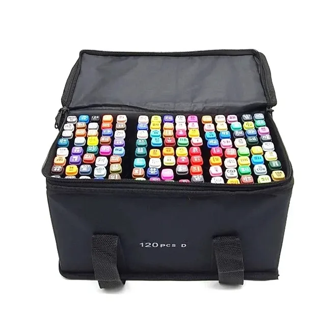 Набор двухсторонних маркеров, Sketch Marker для творчества, 120 цветов, в сумке 7292 Одесса - изображение 3