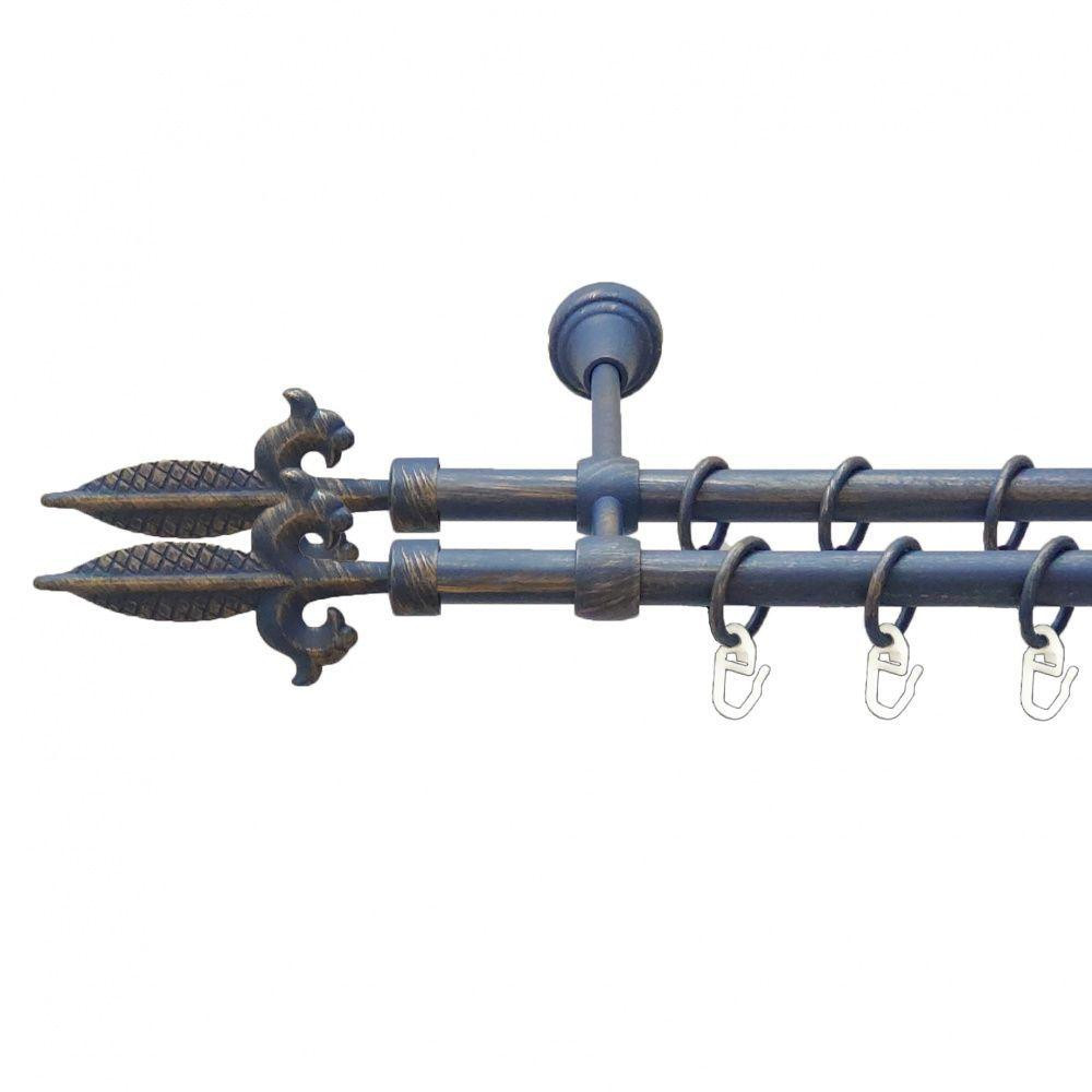 Карниз Orvit Генуя металевий дворядний литий гладка труба кільце металеве Блакить Золота 16\16 мм 160 см Львов - изображение 1