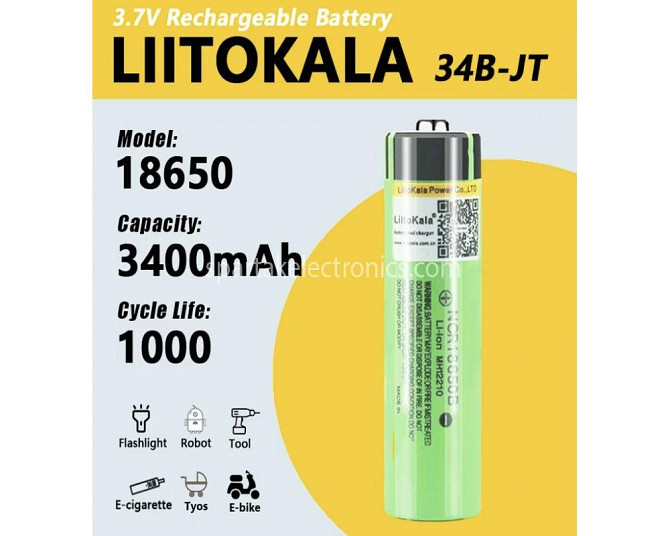 Аккумулятор Battery Liitokala 34B-JT/ 10112 18650 3400 3.7 (400) Київ - фото 1