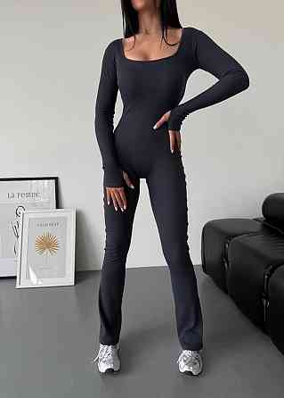 Жіночий стильний повсякденний комбінезон, щільний рубчик трикотаж. Графіт, 42/44 Одеса