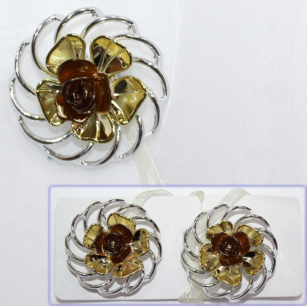 Магніти для штор і гардин (113м) Едельвейс набір 2 шт Сріблястий з золотистим (81-024) Київ - фото 1