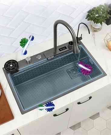 Кухонна раковина водоспад Willda, кухонна мийка водоспад темно-сіра 75х46х22 (664224582) Київ