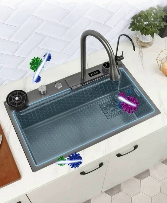 Кухонная раковина водопад Willda,кухонная мойка водопад темно-серая 75х46х22 (664224582) Киев - изображение 1