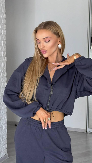 Женский трендовый базовый спортивный костюм трехнить петля Графит, 42/44 Одесса - изображение 6