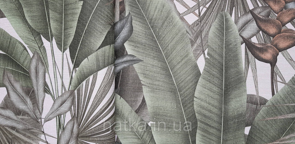 Шпалери вінілові на флізеліні AS creation Della Natura метрові 1.06Х10 листя банана пальми зелені салатові Київ - фото 1