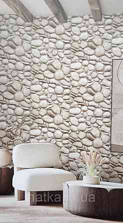 Шпалери вінілові на флізеліні AdaWall Roka 1.06х10 під морський камінь структурні білі бежеві 23113-1 Київ