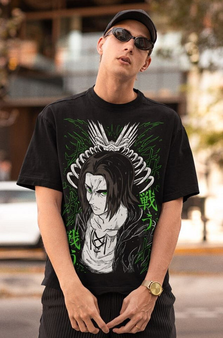 Футболка аниме Атака титанов оверсайз (S/M/L) Черний AnimeJ1069 Днепр - изображение 3