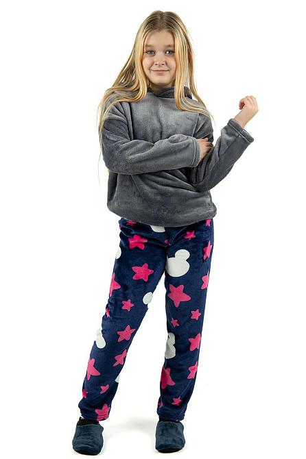 Домашние детские штаны теплые, фиолетовые велсофт топ 110 Киев - изображение 1