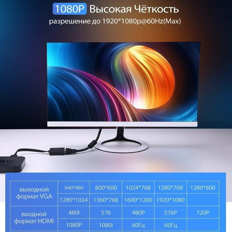 Адаптер Ugreen HDMI to VGA Converter MM103 40248 25см (Чорний) Николаев - изображение 10