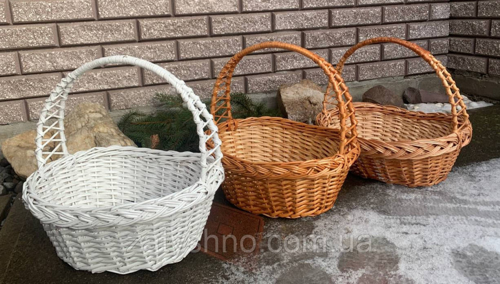 Кошик плетений натуральний і білий Київ - фото 3