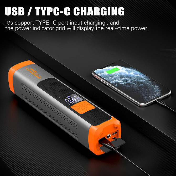 Цифровой автомобильный компрессор F101 (6000 mAh, 10 Bar) Дніпро - фото 7