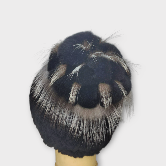 Шапка меховая женская цветок Rex Мишель Черный Харьков