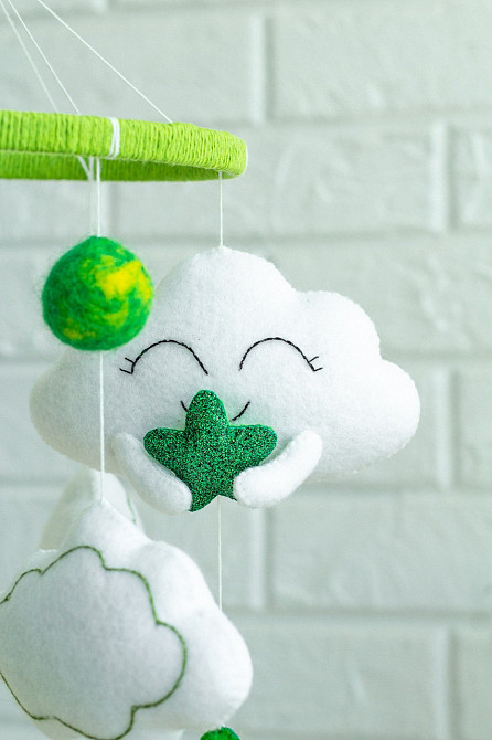 Дитячий мобіль на ліжечко для немовлят ручної роботи WooolyWool «Жабеня» Київ - фото 2