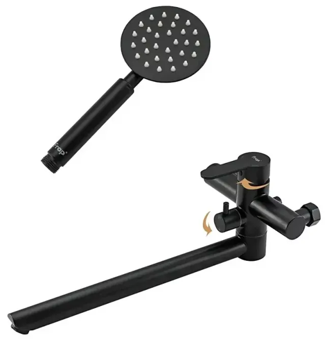 Смеситель для ванны с душевым гарнитуром Frap H801 F22801-6 черный Киев - изображение 5