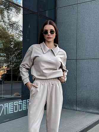 Жіночий базовий прогулянковий костюм на осінь щільний джерсі Беж, 44/46 Одеса