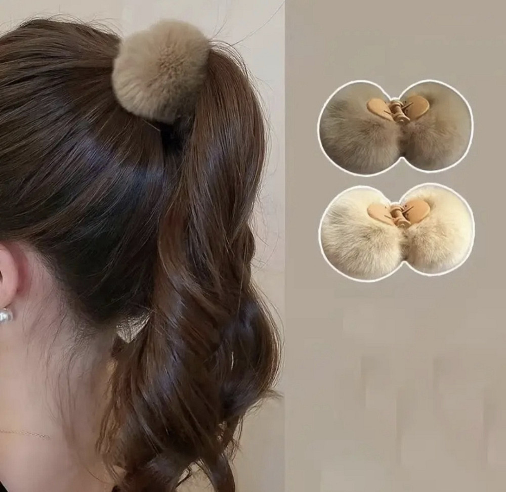 Шпилька крабік із хутра Бежевий Смела - изображение 3