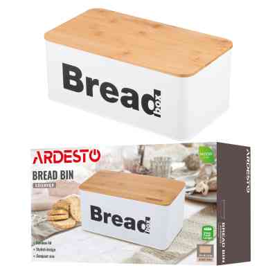 Хлібниця Ardesto Midori 33х18х13см, метал, бамбук, білий (AR0912WB) Вінниця