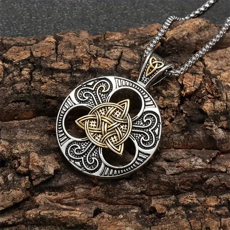 Кельтская подвеска трикветр – кулон-амулет 5×3,6 см, цепочка 60 см, серебристо-золотистый Киев - изображение 4