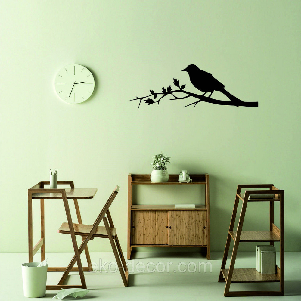 Декоративное настенное Панно «Птичка. Грач на ветке», Декор на стену 110*38 см, Черный Киев - изображение 5