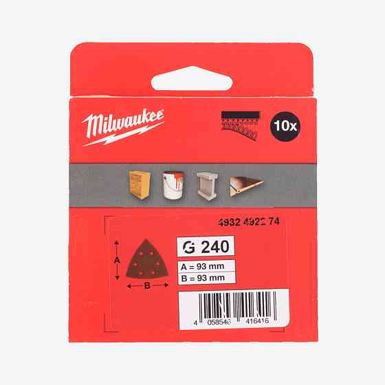 Папір шліфувальний MILWAUKEE 6 отв. H&L, 93х93х93мм, зерно 240, (10шт) Одеса