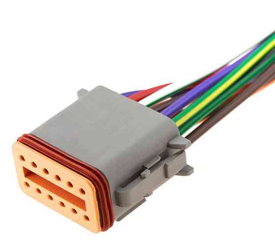 Разъем коннектор с проводом, 12-кон., Спецтехника, DT06-12S, DT06-12SA, DEUTSCH Америка, CAT, JCB, MAN 48308 Киев