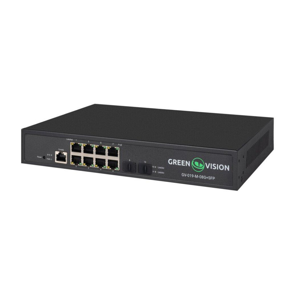 Комутатор мережевий POE GV-019-M-08G+SFP Київ - фото 1