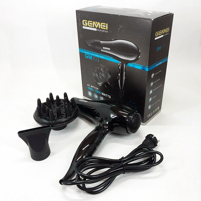 Мощный фен для волос Gemei GM-103 2200 Вт, Фен для волос с режимами Профессиональный оригинал AC-53 Львов - изображение 9