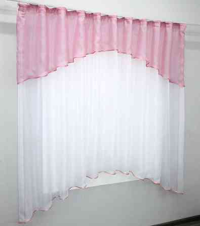 Кухонная занавеска VR-Textil № 00к розовый с белым 270х170 см (59-782) Киев