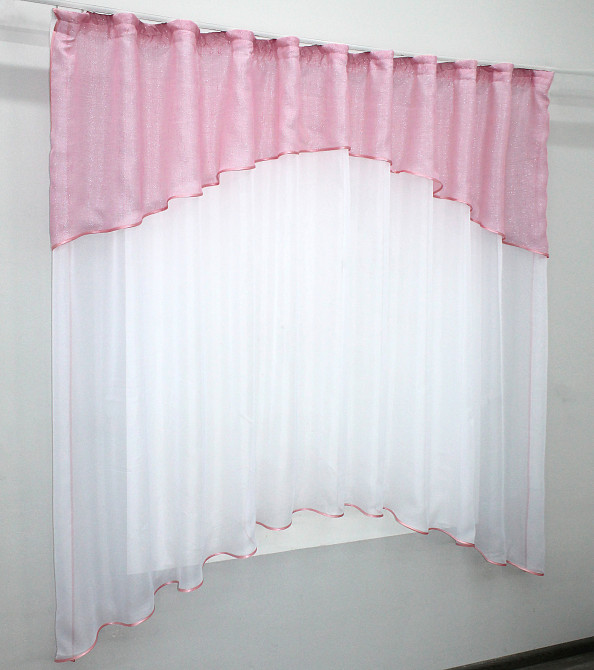 Кухонная занавеска VR-Textil № 00к розовый с белым 270х170 см (59-782) Киев - изображение 2