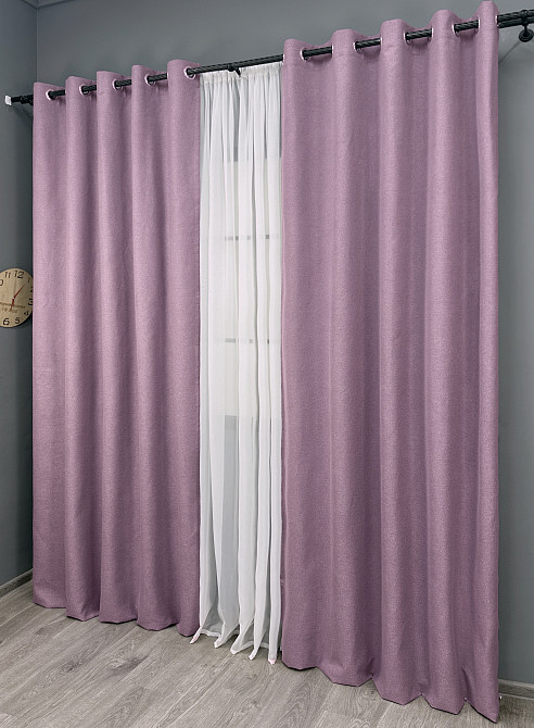 Комплект штор на люверсах VR-Textil Блэкаут двусторонний ASHEN NIGHT № 1844ш Сиреневый 150х270 см 2 шт (37-0285) Киев - изображение 4