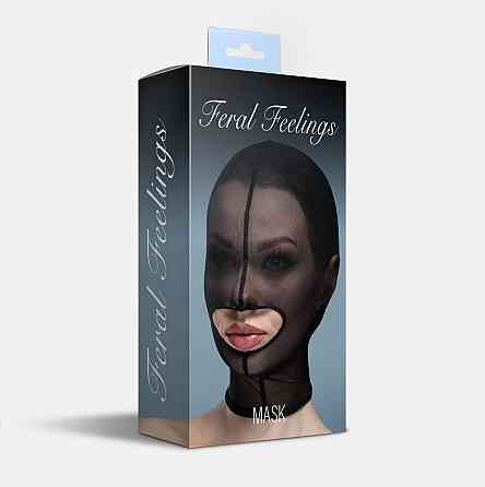 Маска сітка із відкритим ротом Feral Feelings - Hood Mask Black Sex Aura Київ