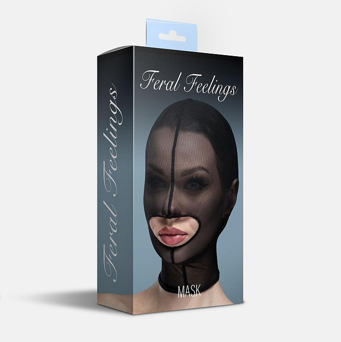 Маска сітка із відкритим ротом Feral Feelings - Hood Mask Black Sex Aura Київ - фото 2